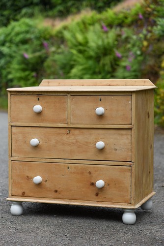 Antique pine chest drawers - pine,