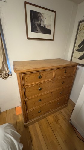 Large antique pine chest - , of