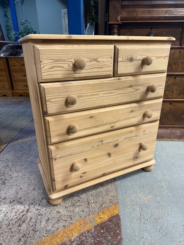 Stripped pine chest drawers - chest,